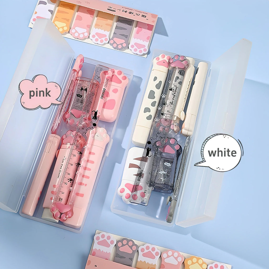 Set de Papeterie Kawaii à Motifs Pattes de Chat