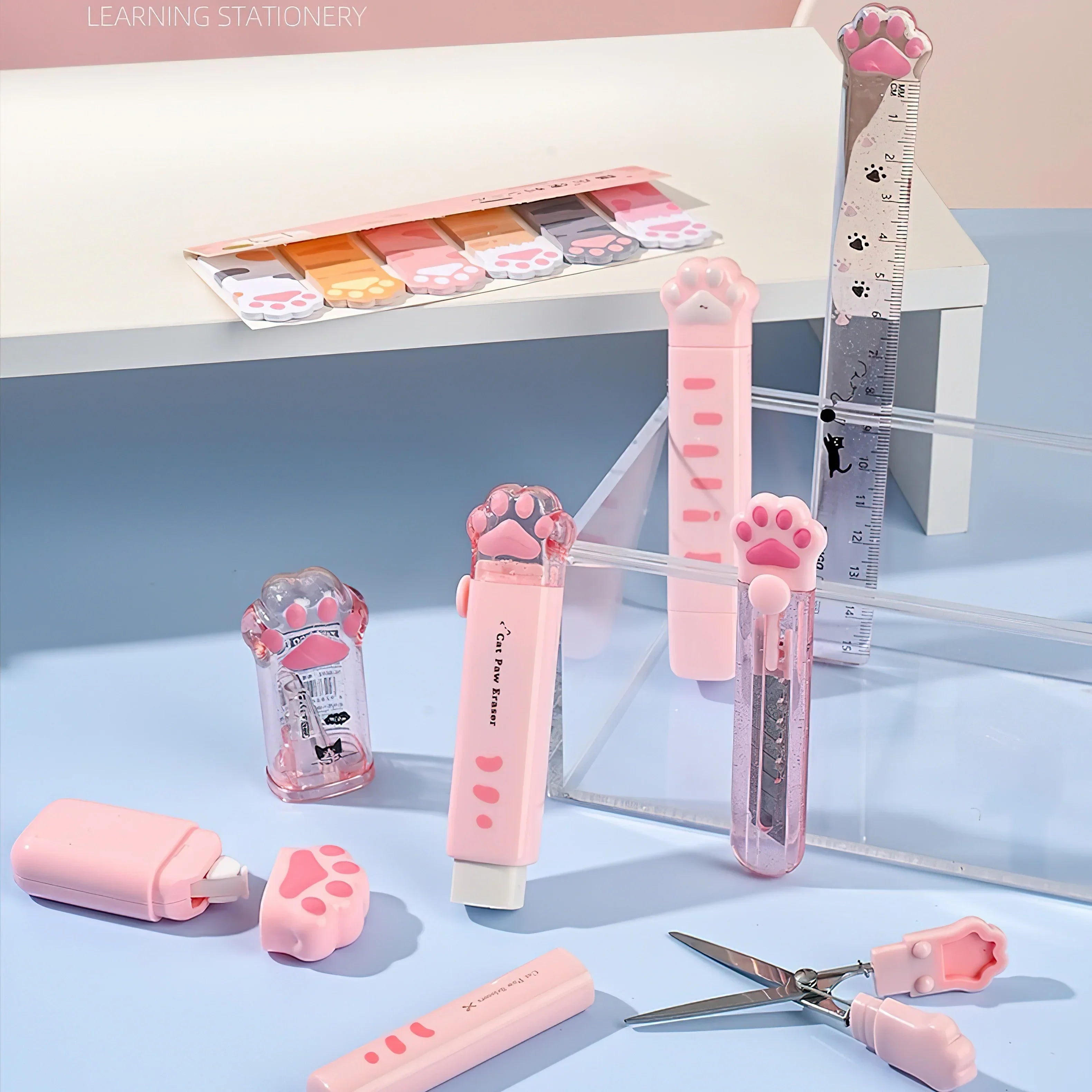 Set de Papeterie Kawaii à Motifs Pattes de Chat