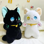Peluche Chat Noir Kawaii aux Grands Yeux et Clochette