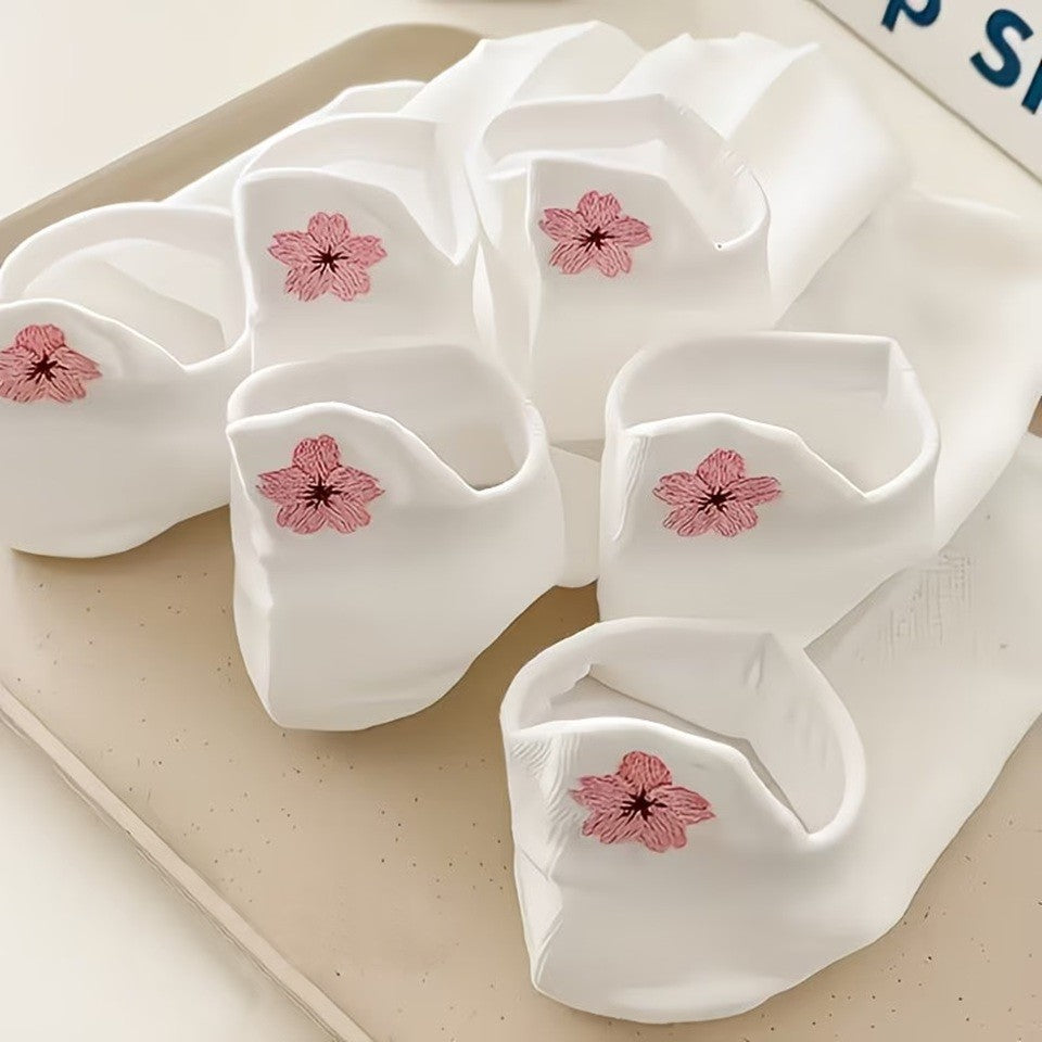 Socquettes Blanches à Broderie Fleur Rose Pâle