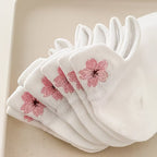 Socquettes Blanches à Broderie Fleur Rose Pâle