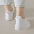 Socquettes Blanches à Broderie Fleur Rose Pâle