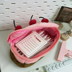 Trousse Gâteau en Peluche Rose Pâle et Cerises