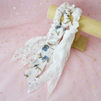 Chouchou Foulard en Coton Blanc Fleuri