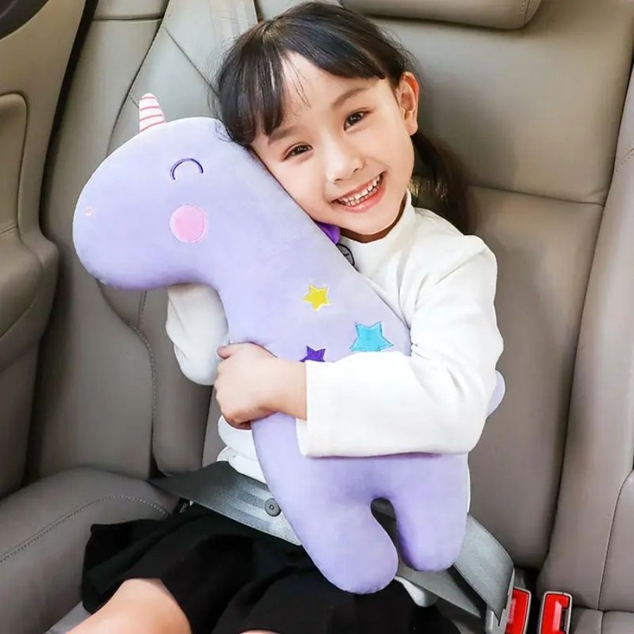 Coussin en Peluche Licorne Mauve à Étoiles
