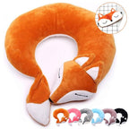 Coussin de Voyage en Peluche Renard Orange avec Masque