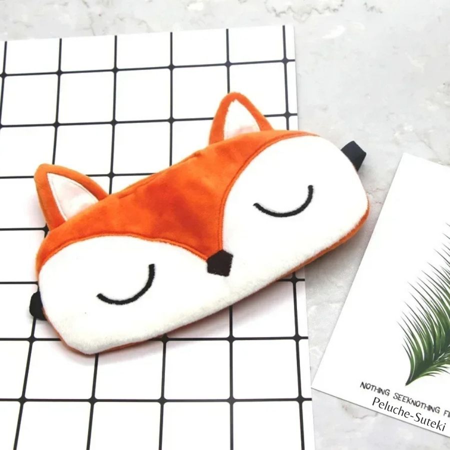 Coussin de Voyage en Peluche Renard Orange avec Masque