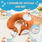 Coussin de Voyage en Peluche Renard Orange avec Masque