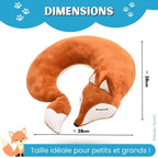 Coussin de Voyage en Peluche Renard Orange avec Masque
