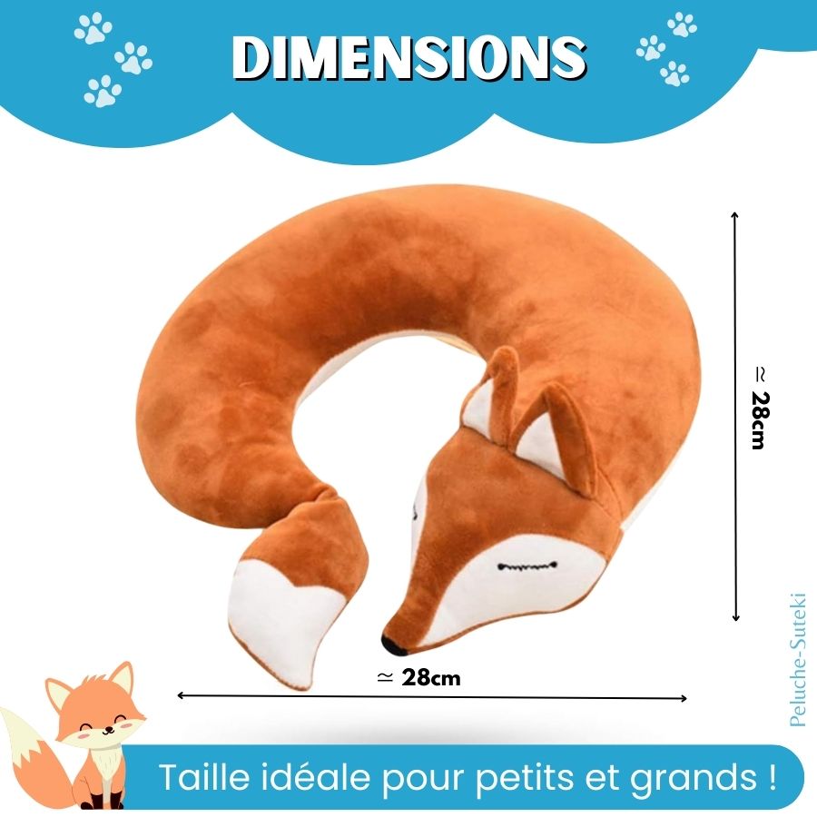 Coussin de Voyage en Peluche Renard Orange avec Masque