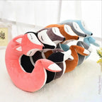 Coussin de Voyage en Peluche Renard Orange avec Masque
