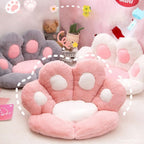Coussin en Peluche Patte de Chat Gris et Rose