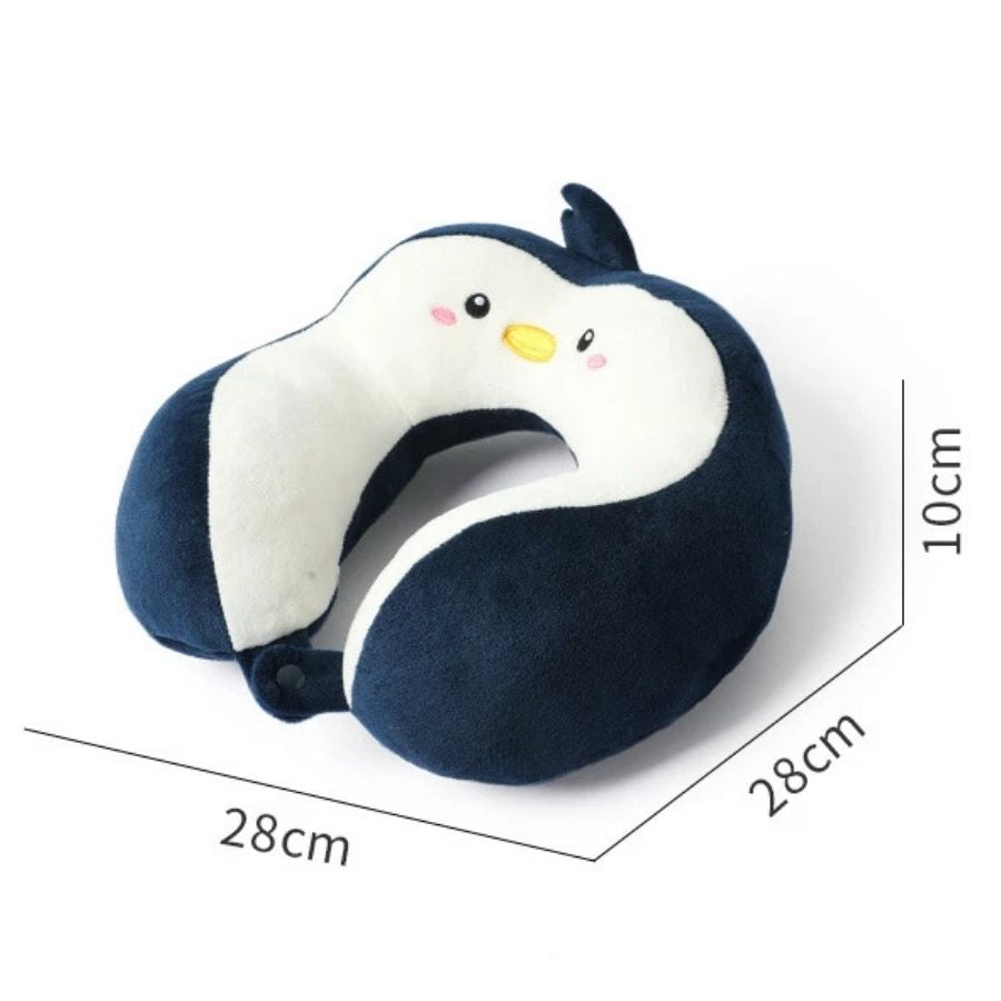 Coussin de Voyage en Peluche Pingouin Bleu Marine