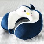 Coussin de Voyage en Peluche Pingouin Bleu Marine