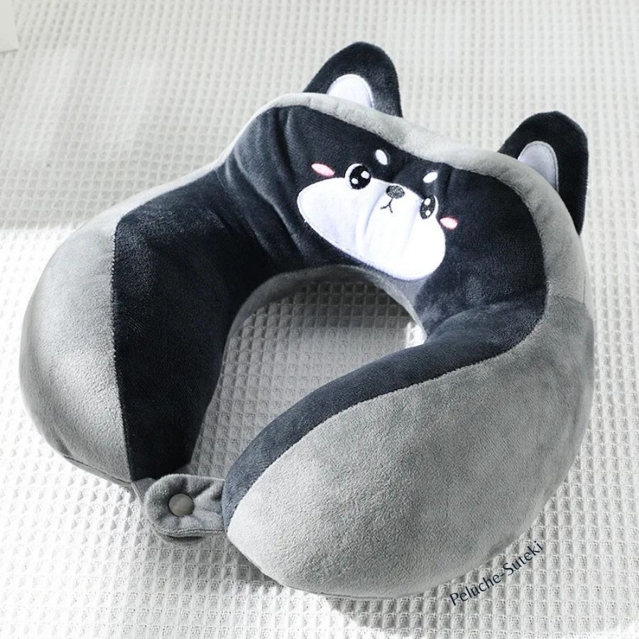 Coussin de Voyage en Peluche Pingouin Bleu Marine