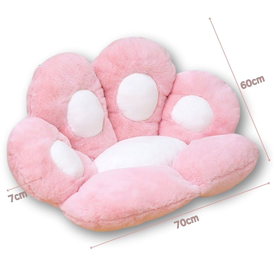 Coussin en Peluche Patte de Chat Gris et Rose