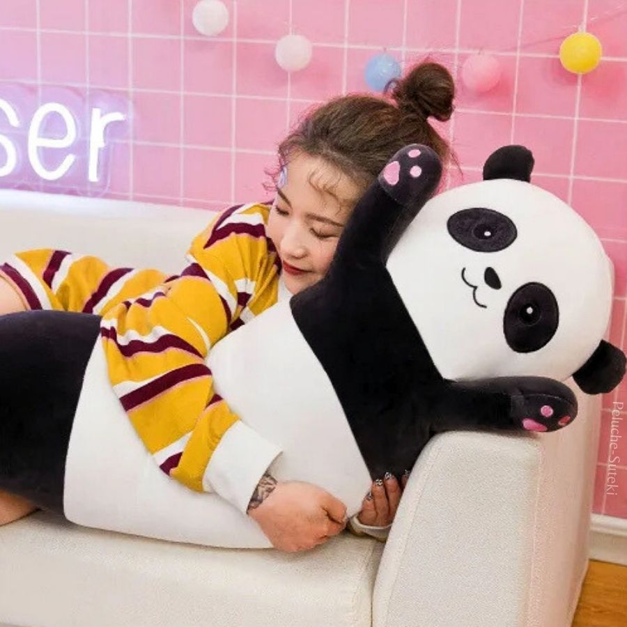Peluche Panda Traversin à Pattes Roses