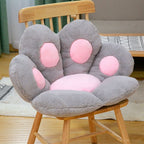 Coussin en Peluche Patte de Chat Gris et Rose