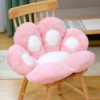 Coussin en Peluche Patte de Chat Gris et Rose