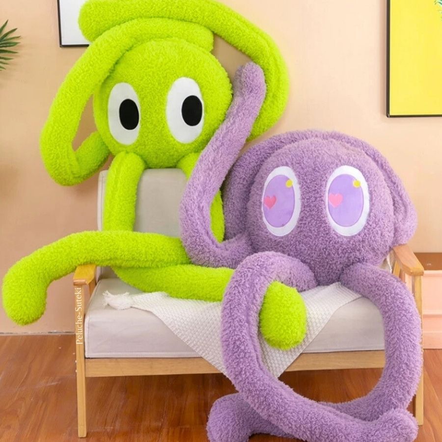 Peluche Monstre Moelleuse Violet Lavande aux Yeux en Cœur