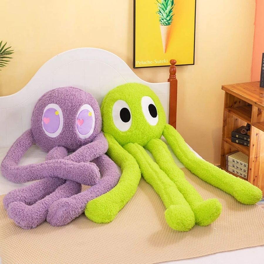 Peluche Monstre Moelleuse Violet Lavande aux Yeux en Cœur