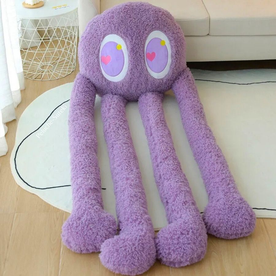 Peluche Monstre Moelleuse Violet Lavande aux Yeux en Cœur