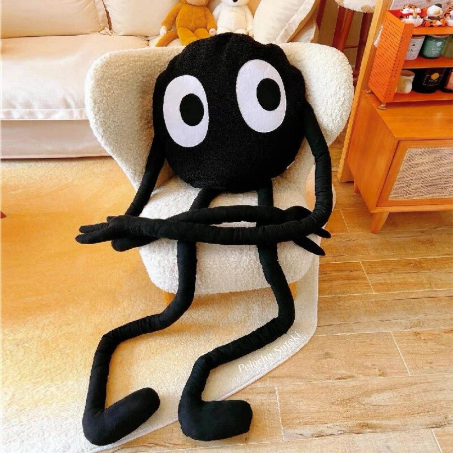 Peluche Blob Noir aux Grands Yeux et Longs Membres