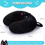 Oreiller de Voyage en Peluche Noir Chat Mignon