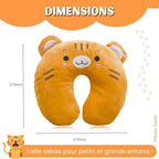 Coussin de Voyage en Peluche Orange à Tête de Chat