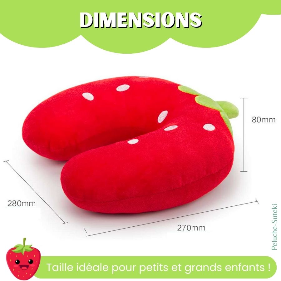 Coussin de Nuque en Peluche Fraise Rouge