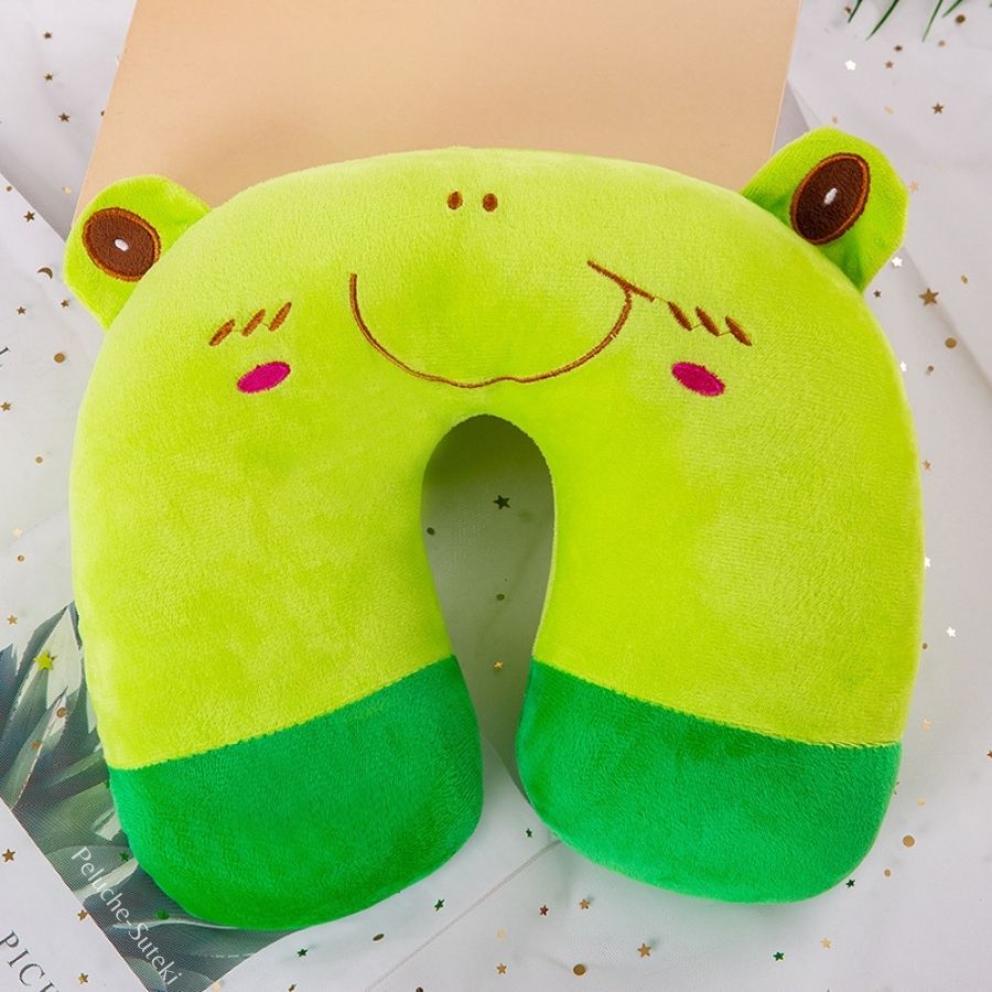 Oreiller de Cou en Peluche Grenouille Verte