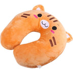 Coussin de Voyage en Peluche Orange à Tête de Chat