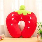 Coussin de Nuque en Peluche Fraise Rouge