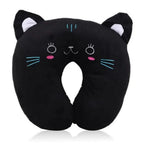 Oreiller de Voyage en Peluche Noir Chat Mignon