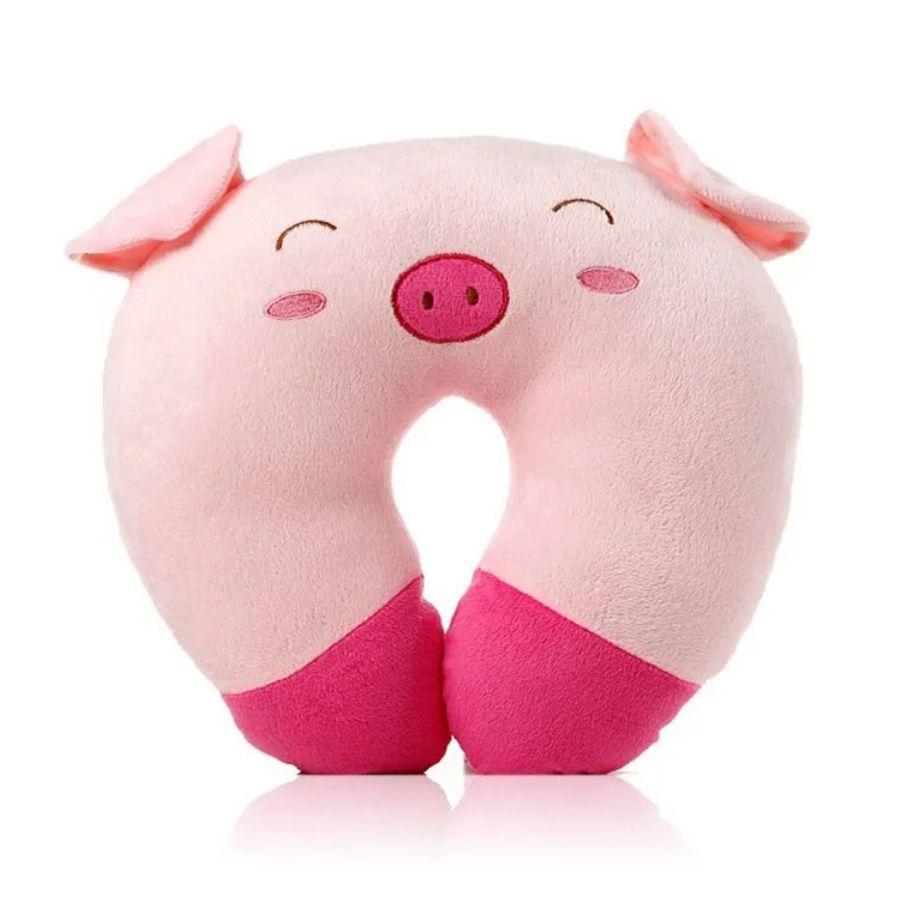 Coussin de Voyage Cochon Rose en Peluche