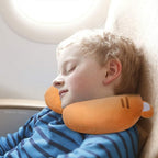 Coussin de Voyage en Peluche Orange à Tête de Chat