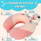 Coussin de Voyage en Peluche Chat Rose avec Fraise