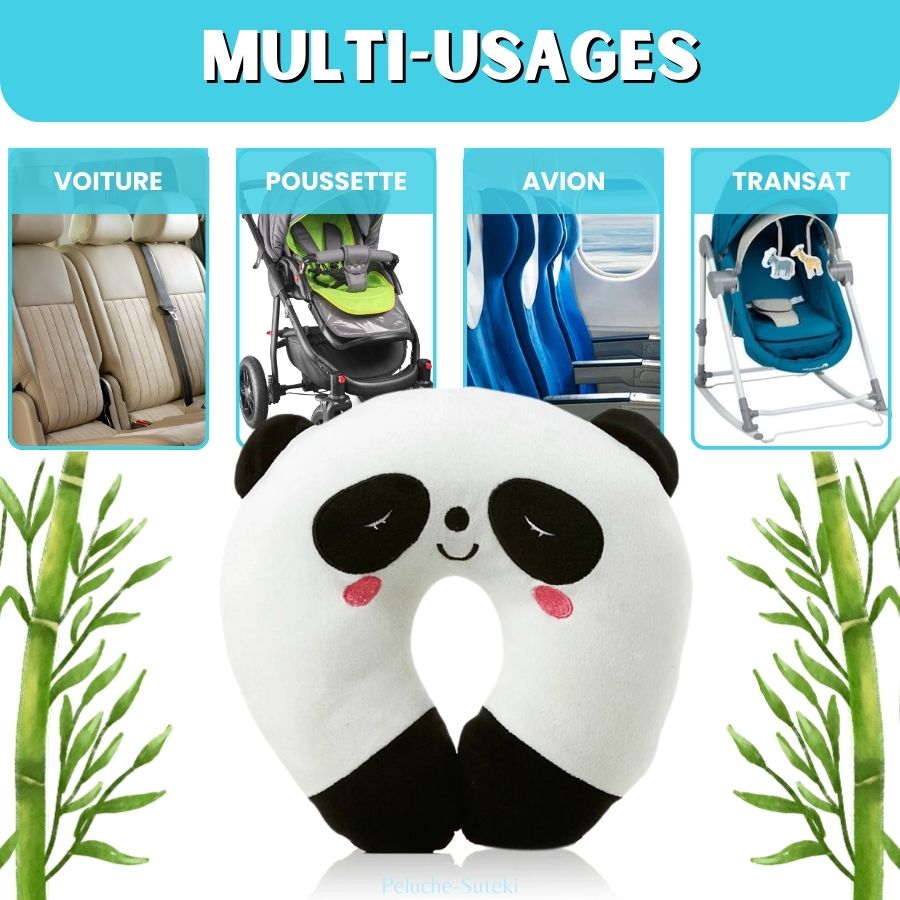 Coussin de Nuque en Peluche Panda Souriant