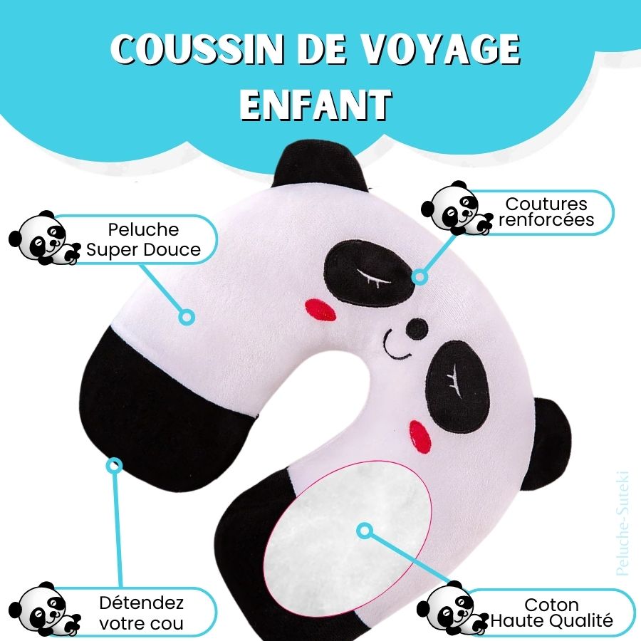 Coussin de Nuque en Peluche Panda Souriant