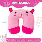 Coussin de Voyage Ourson Rose à Pois en Peluche