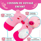Coussin de Voyage Cochon Rose en Peluche