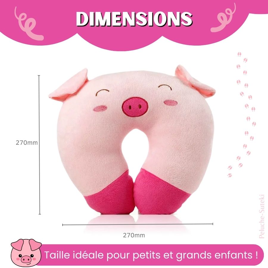 Coussin de Voyage Cochon Rose en Peluche