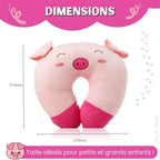 Coussin de Voyage Cochon Rose en Peluche