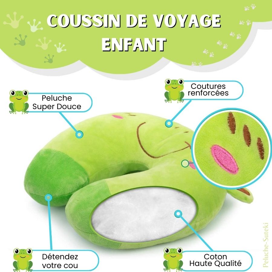 Oreiller de Cou en Peluche Grenouille Verte