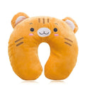 Coussin de Voyage en Peluche Orange à Tête de Chat