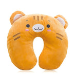 Coussin de Voyage en Peluche Orange à Tête de Chat