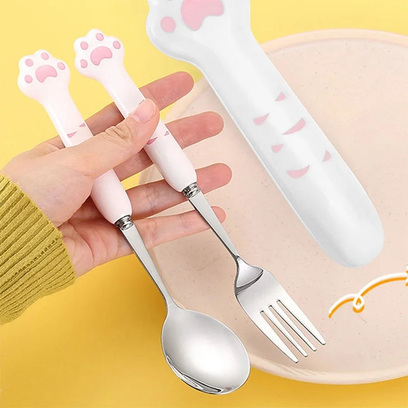 Set de Couverts Patte de Chat Rose et Blanc
