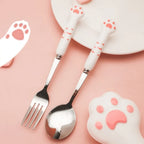 Set de Couverts Patte de Chat Rose et Blanc