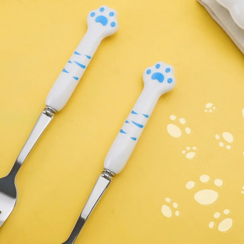Set de Couverts Patte de Chat Rose et Blanc