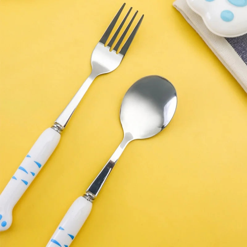 Set de Couverts Patte de Chat Rose et Blanc